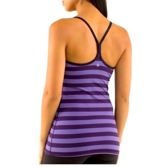 Purple Striped Lululemon Racer Back Tank Top - Size 6 - Picture 2 of 6